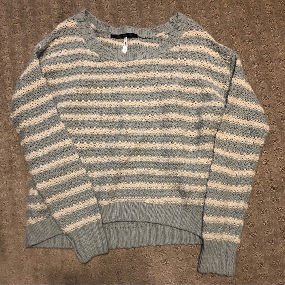 Kensie Striped Knit Hi-Lo Sweater Blue M EUC